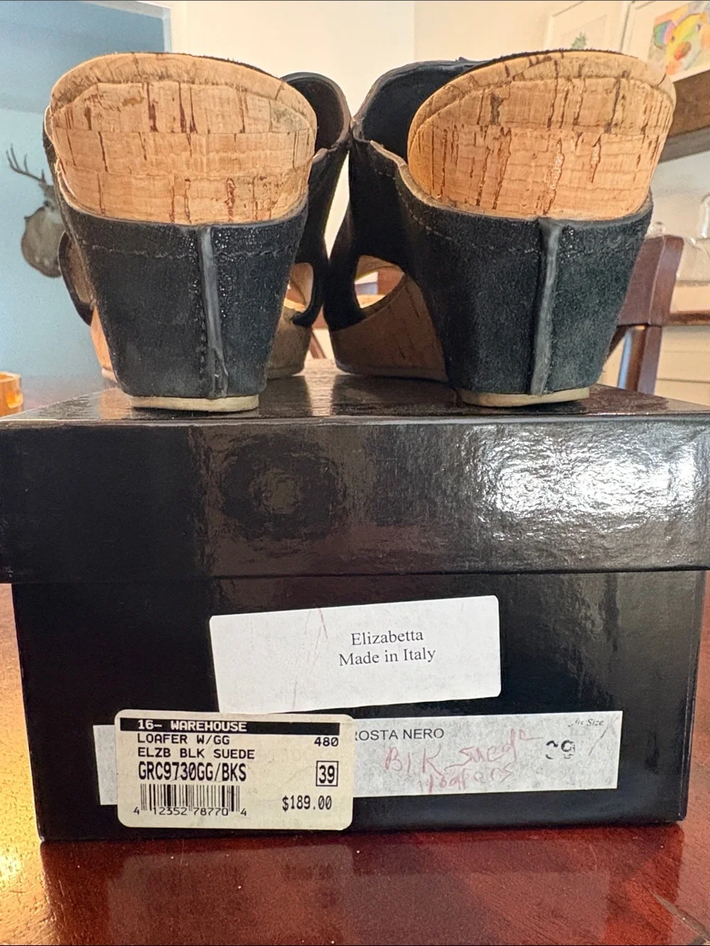 Donald Pliner Black Cork Wedge Slide Sandals